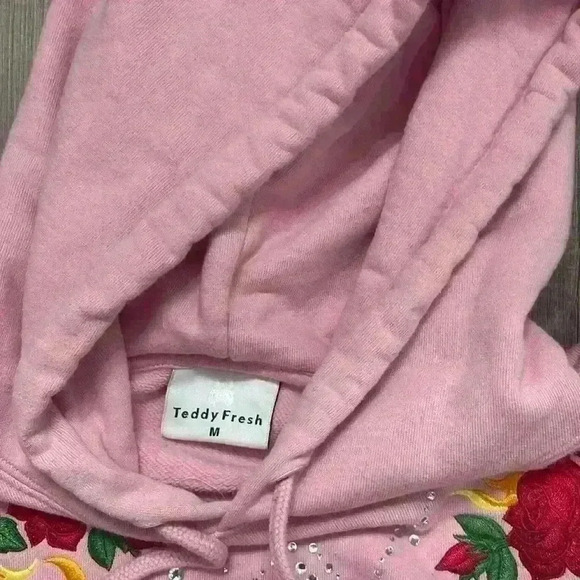Teddy Fresh Pink Rhinestone Cowboy Hoodie size Medium in excellent condition - Picture 7 of 9